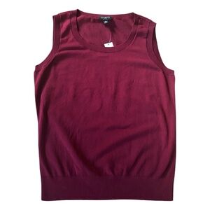 Talbots Pima Cotton Sleeveless Maroon Sweater Dark Academia Work Layering Top